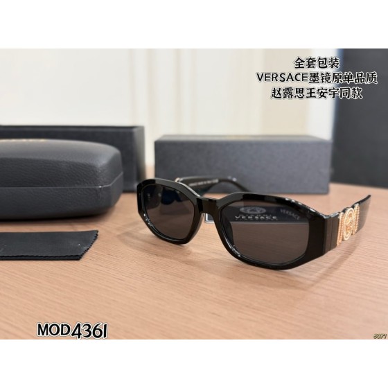 Versace MOD4361 Black Sunglasses with Gold Medusa Temples